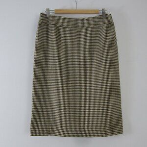 New Brooks Brothers Womens 10 Brown Houndstooth Plaid Wool A Line Skirt Medium